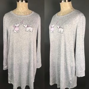 Laura Ashley gray Scottie Dog sleep night shirt gown long sleeves XL